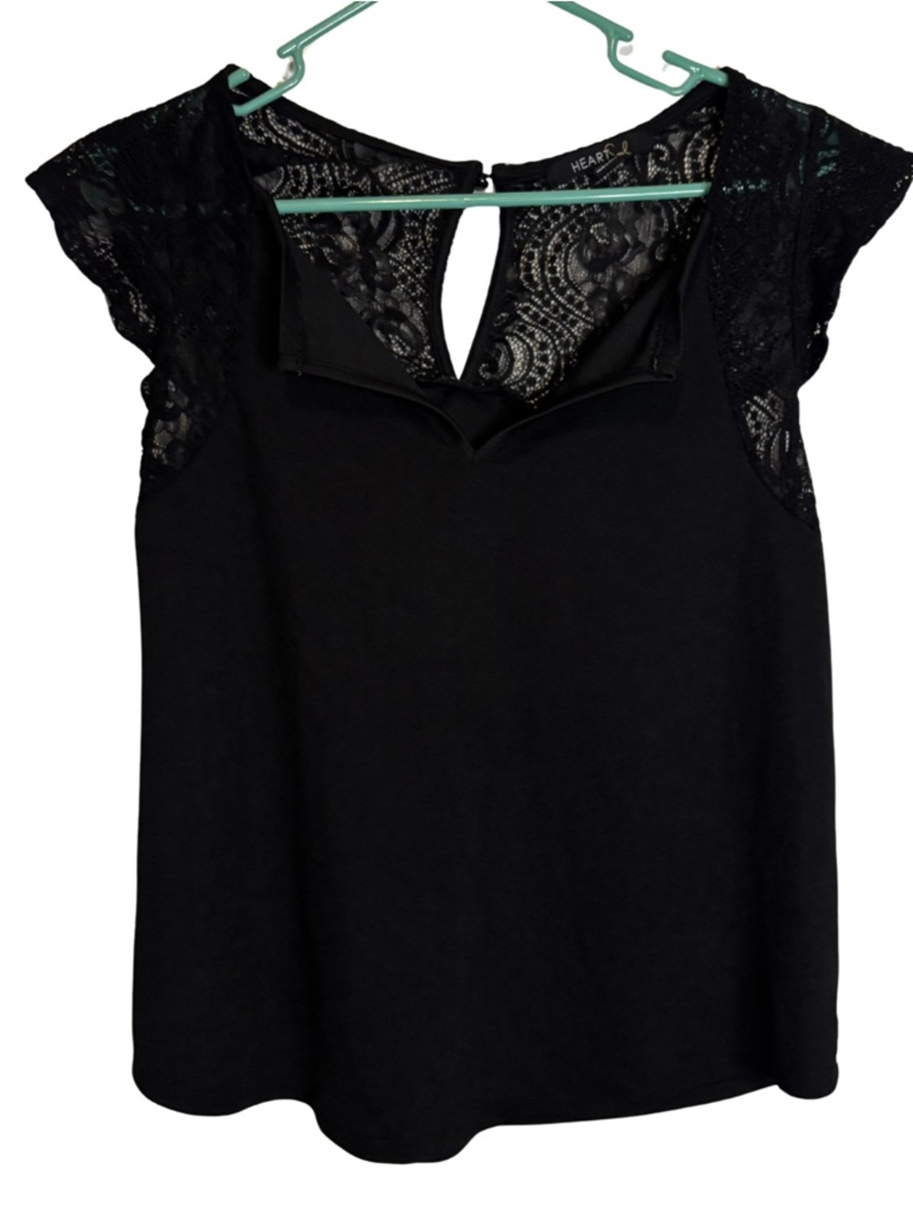 3/$20 HeartSoul Black Lace Cap Sleeve Blouse